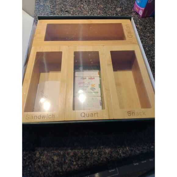 Bamboo Ziplock Storage Bag Storage Holder & Organizer Bamboo Wood kitchen decor - Picture 6 of 12